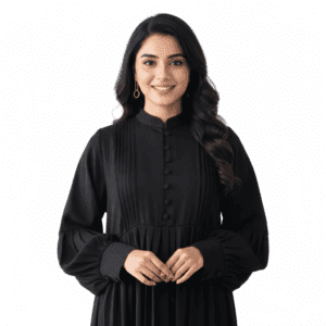 Simple Plain Abaya – Modest Loose Fit Choco Black Combo 54