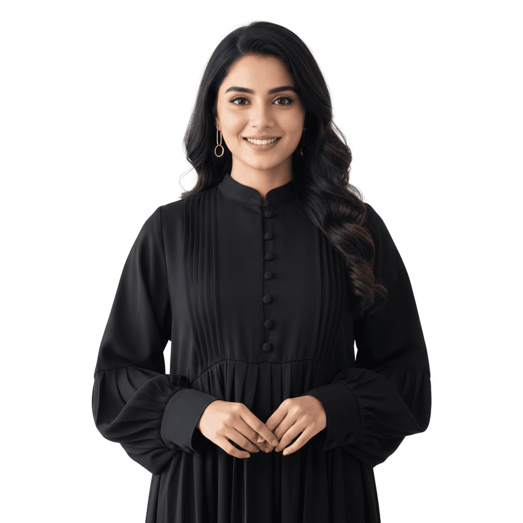 Simple Plain Abaya – Modest Loose Fit Choco Black Combo 54