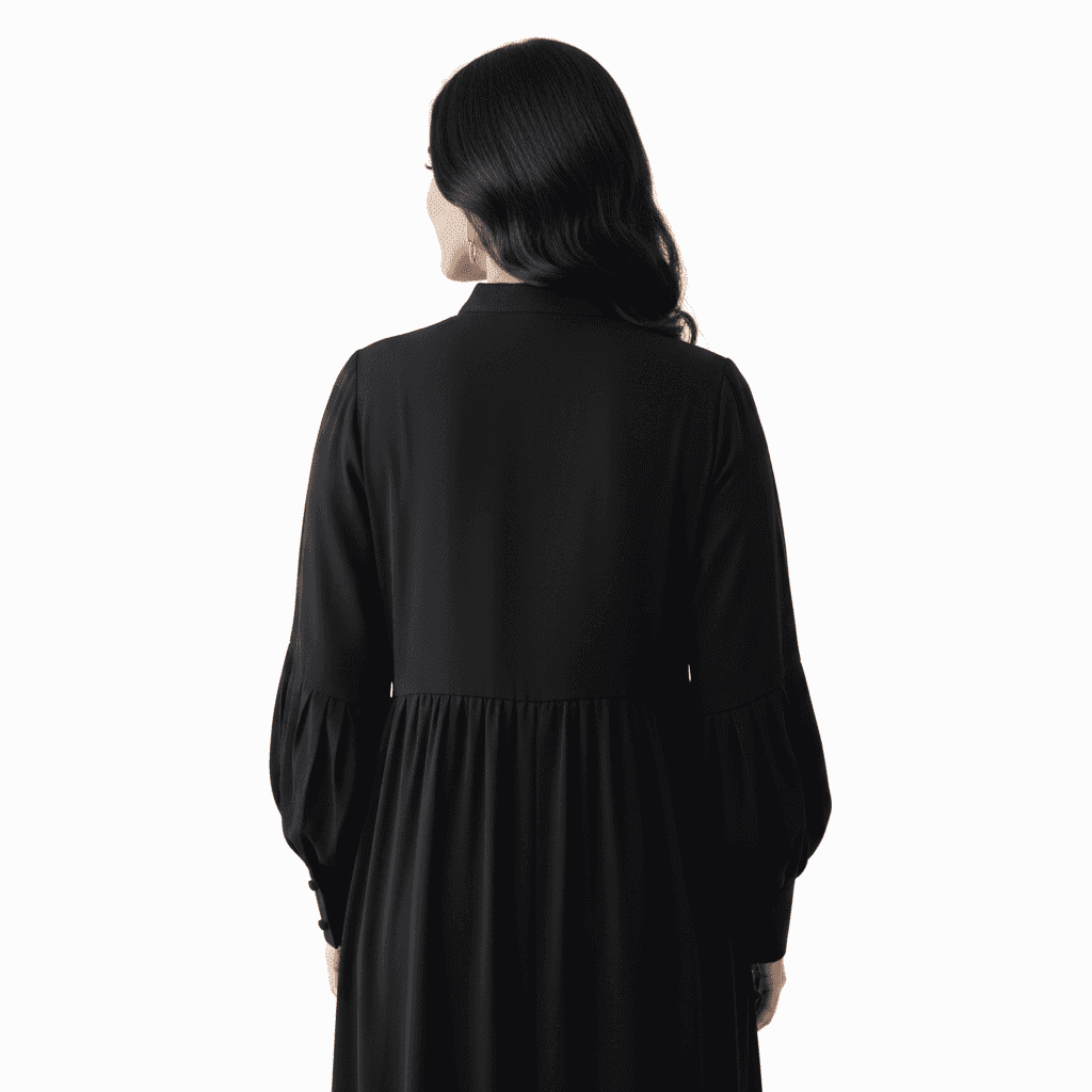 Simple Plain Abaya – Modest Loose Fit Choco Black Combo 54 - Image 3