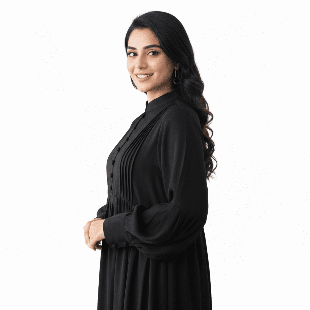 Simple Plain Abaya – Modest Loose Fit Choco Black Combo 54 - Image 4