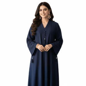 Simple Plain Abaya – Modest Loose Fit Choco Blue Shade
