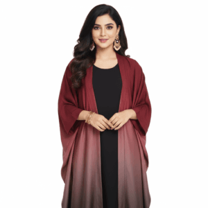 Two-Piece Baggy Abaya with Inner Wrist Band – Size 54 Red Shade