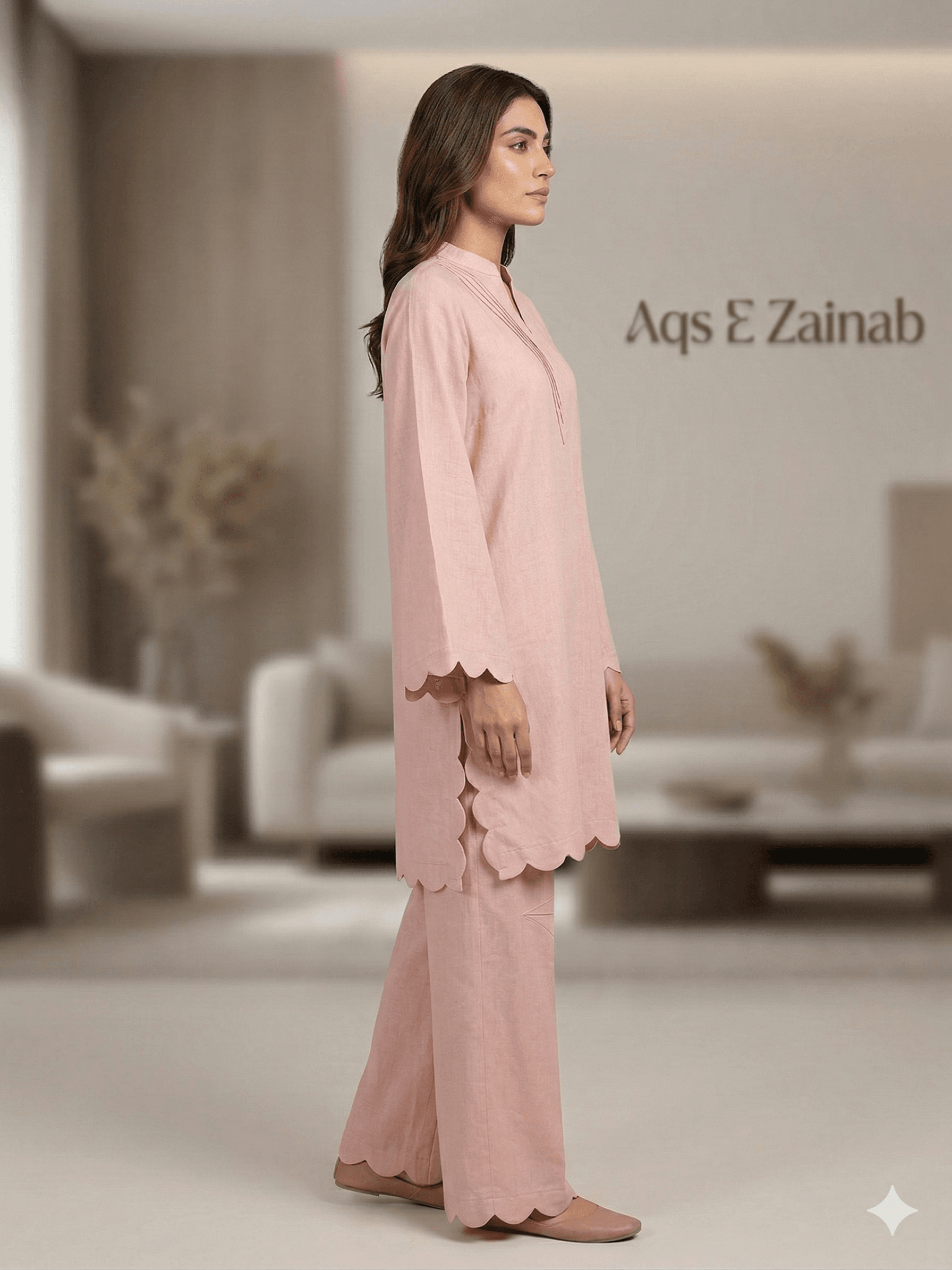 Sheesha silk Stylish & Elegant -2 Piece plazo trouser design short length - Image 3