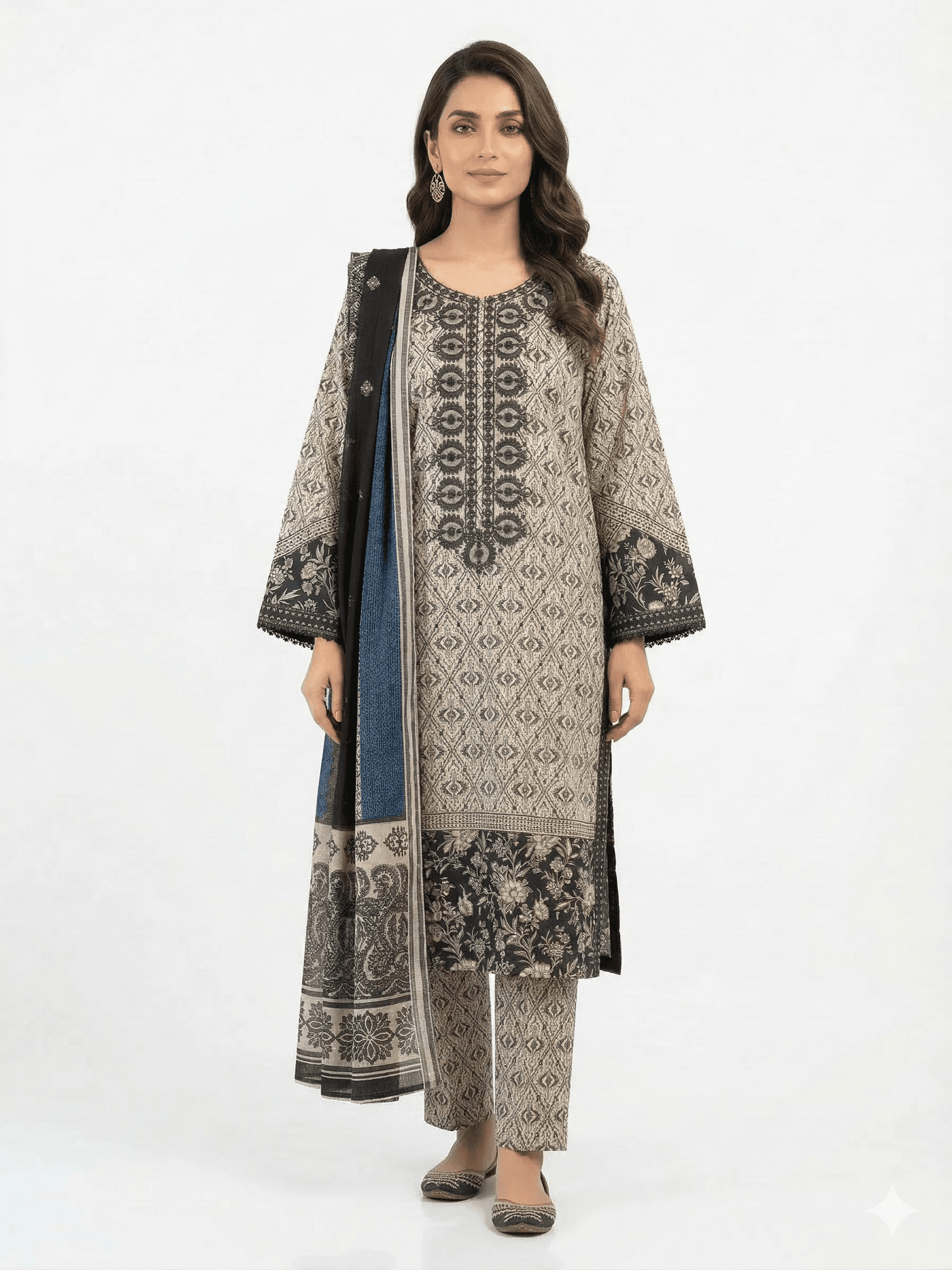 Stylish & Elegant -3 Piece Embroidery & Printed